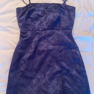 Blue floral spaghetti strap mini dress